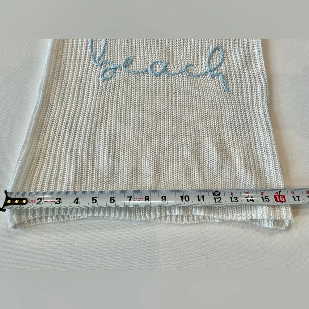 Vintage Havana Knit Tank Top with Blue 'Beach’ Embroidery Sweater Tank Small - Picture 4 of 9
